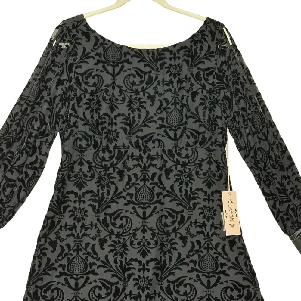 Nanette Nanette Lepore 10 NWT Black Burnout Velvet Dress Witchy Goth Whimsigoth